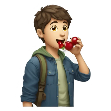 A boy eating cherries sticker
