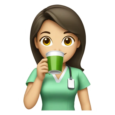 Brunette nurse drinking matcha sticker