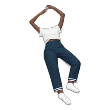 laying palms flat on the floor-skirt-back-view-long-white-socks sticker