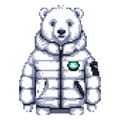 polar bear wearing a white puffer jacket sticker