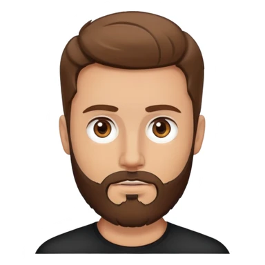 white man with brown hair and beard and hazel eyes wearing black sticker