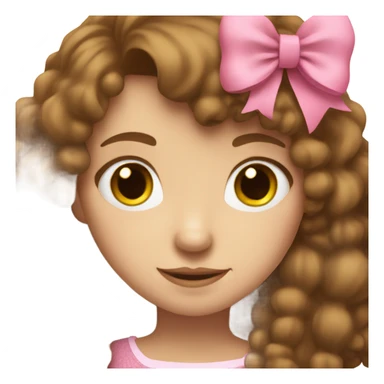 Girl with brown hair, big nose and pink bow  sticker