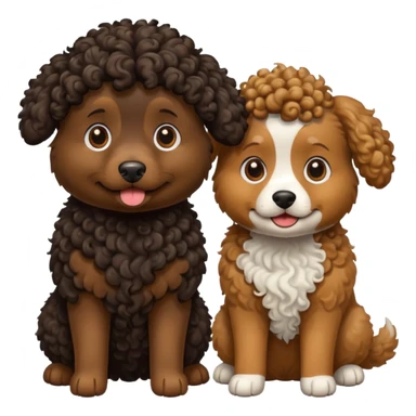 two dogs with curly hair, one black and one brown sticker