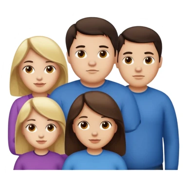 Familia de 4 personas : Hombre gordito pelo oscuro, Mujer pelo cafe, hija 1 pelo mono , hija 1 pelo oscuro. sticker