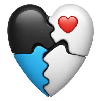 Blue and black heart half and half  sticker