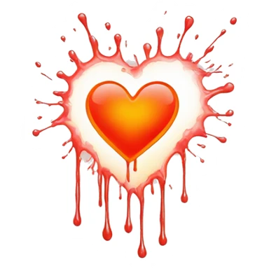 bleeding red heart glowing red-orange with splatter sticker