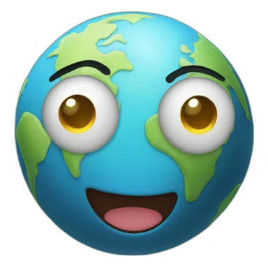 planet earth with cartoon face with smiling eyes sticker
