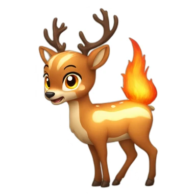 Cartoon deer angry in fire bigger five sticker