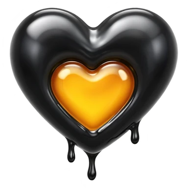 black oil heart melts sticker