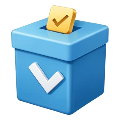 a blue box with a white checkmark inside it sticker