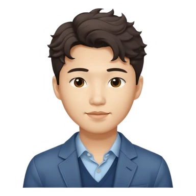 Asian guy wavy Korean hair, dressed cool, demure but with a smirk, getting ready for first date  sticker