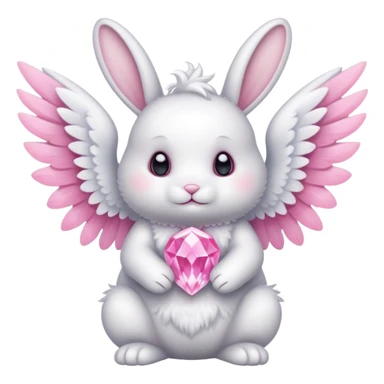 White bunny with wings and with pink cristal sticker