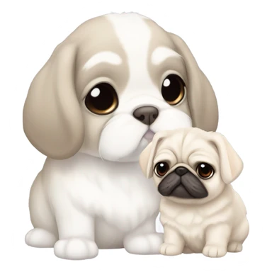 Holland lop bunny with white pug  sticker