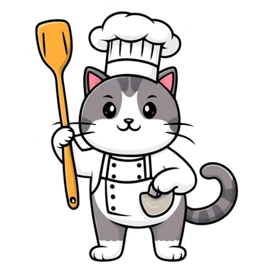 Cat cooking food sticker