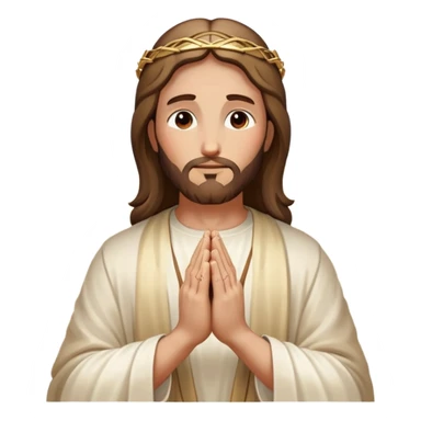 Jesus praying hands with halo above, glowing divine light sticker