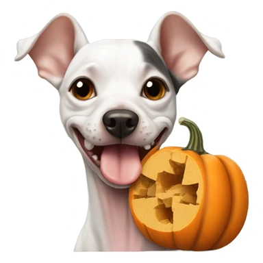 American Hairless Terrier eating pumpkin  sticker