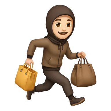 caricature thief running with a bag, emoji style sticker