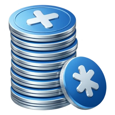stack of blue and white coins sticker