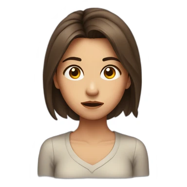 Disgusted expression, side eye, girl with medium length brown hair sticker