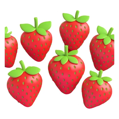 3D emoji style, strawberry, three-dimensional and lively, no expression sticker