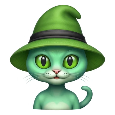 alien cat with hat sticker