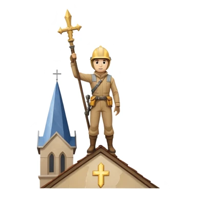 steeplejack man lightning strike on a church spire sticker