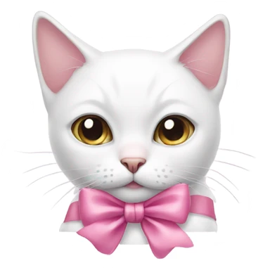 White cat with pink bow sticker