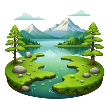 lake with moss on top with surrounding scenery sticker
