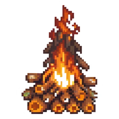 campfire with logs and flames sticker