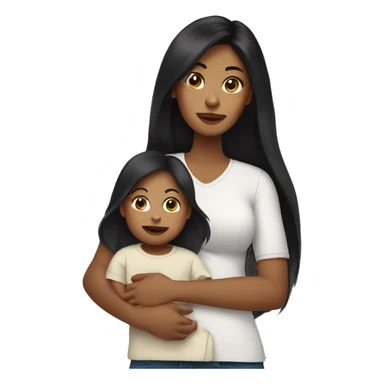 Mom with long black hair and baby boy sticker