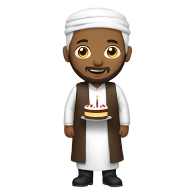 Islamic man with a cake sticker