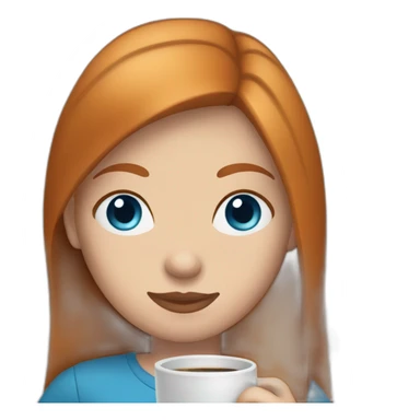 Ginger straight hair and blue eyes woman drinking a coffee  sticker