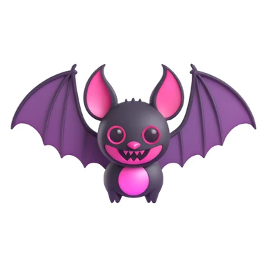 minimal 3D gothic bat with pink highlight, simple and mysterious sticker