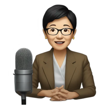 Maria Ressa talking on microphone sticker