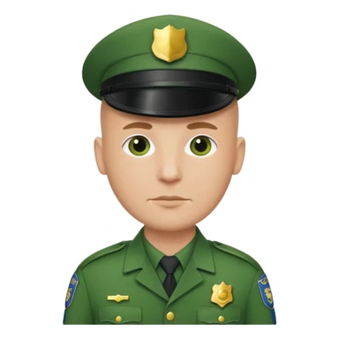 green uniform police bald no cap  sticker