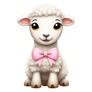 Cute lamb with light pink bow around neck sticker