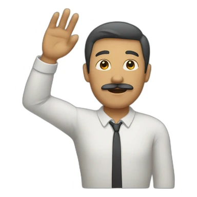 man with mustache and only his right arm and flat hand in the air sticker