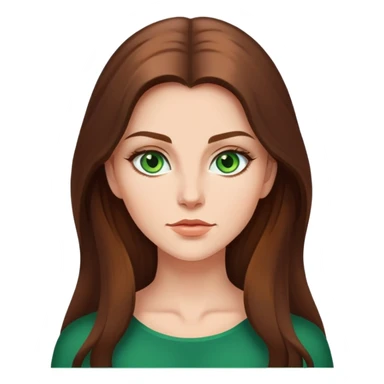 Beautiful woman with long brown hair and green eyes and a strong chin sticker