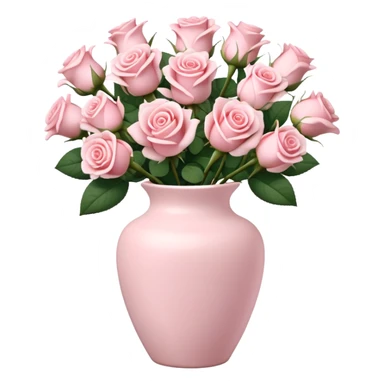 Light pink ceramic vase with a dozen soft roses sticker
