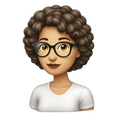 Mujer blanca. Pelo blanco corto. Ojos marrones. Gafas  sticker