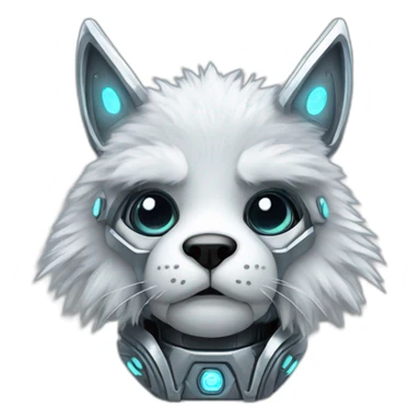 Cyber futuristic silver furry robot  sticker