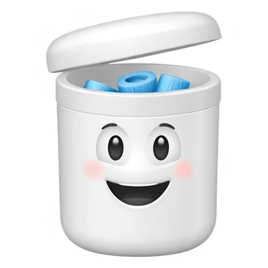 A roll of dental floss in a white container  sticker