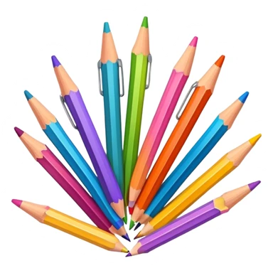 Cinematic Realistic image of a set of finely sharpened colouring pencils arranged neatly on crisp paper, rendered with vibrant hues and detailed pencil textures, illuminated by soft, creative lighting that captures the spirit of artistic expression sticker