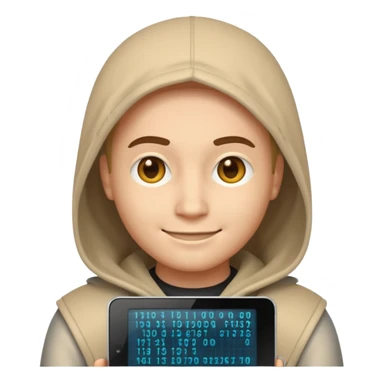 hacker emoji with binary code in background and sly smile sticker