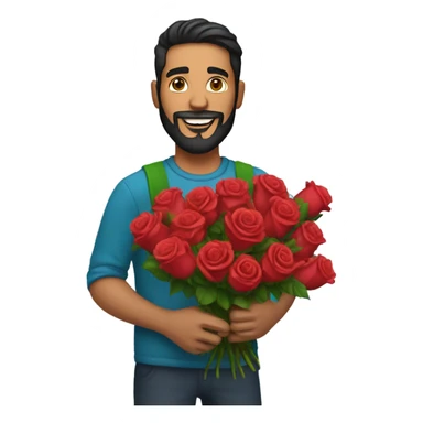 Hispanic bearded Man holding a bouquet of roses  sticker