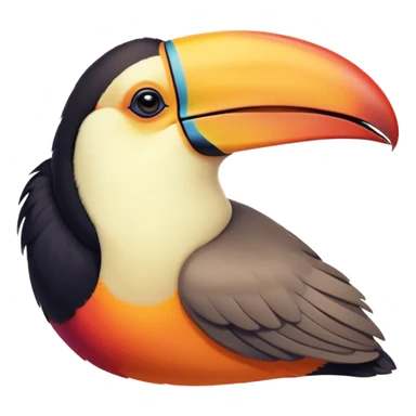 Meme-Worthy cute Sleeping Toucan Portrait Emoji, Head resting peacefully with a contented smile, showcasing a vibrantly colored beak and eyes gently closed in serene slumber, Simplified yet comically adorable features, highly detailed, glowing with a soft, drowsy tropical light, high shine, relaxed and utterly lovable, stylized with an air of playful laziness, bright and heartwarming, soft glowing outline, capturing the essence of a sleeping toucan that feels destined to become the next viral icon of adorable rest! sticker