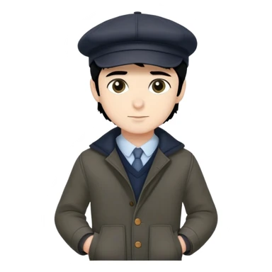  boy in hat outdoors full-length hyperrealistic handsome man, in clothes in the style of loro piana, in a cap, black hair, origin Spanish Armenian sticker