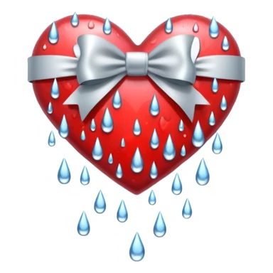 heart with rain, silver bow with heart pattern on the bow sticker