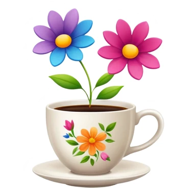 Flowers in coffee cups sticker