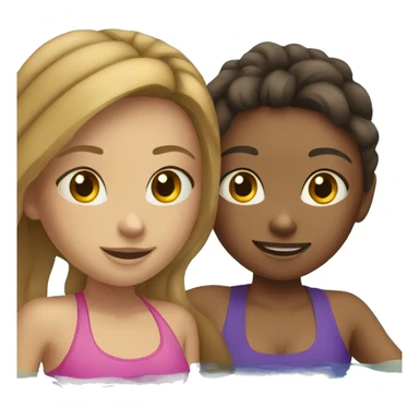 two girls at the swimming pool sticker